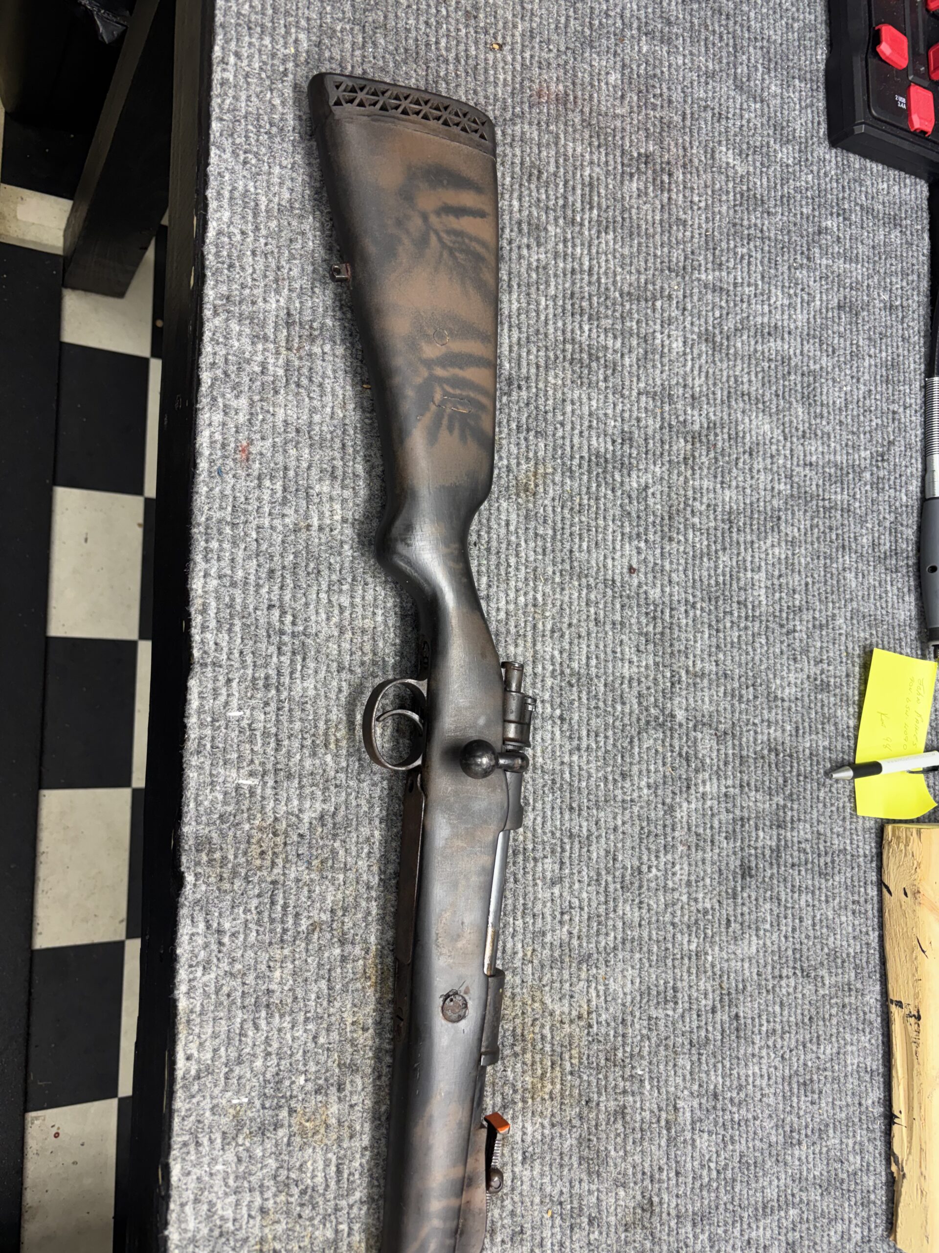 WWII German Mauser rifle before restoration, rusted and unusable, at Drop Tine Guns in Staunton, VA