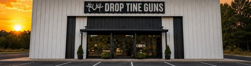 The Drop Tine Guns storefront on Barterbrook Road at sunset